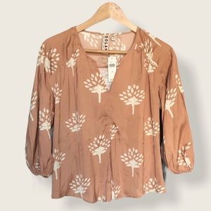 Dolan | peach split neck peasant top